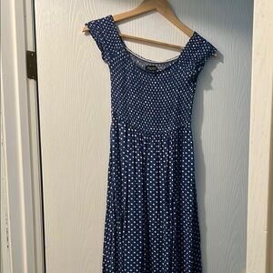 Papillon Blanc Blue Midi Sundress with Flutter Sleeves